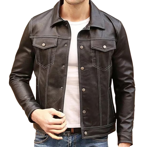 Men's Brown Leather Shirt